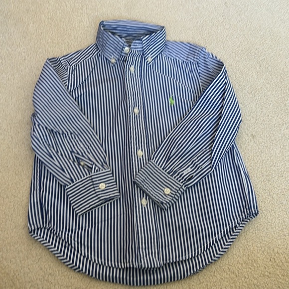 Ralph Lauren boy size 2/2T blue and white long sleeve button-down - Picture 2 of 6
